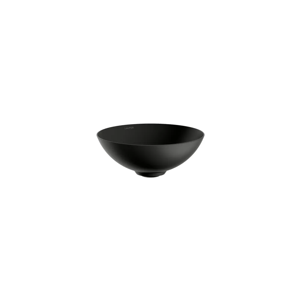 LAUFEN AQUA & TERRA Waschtisch-Schale aus Vitreon Stahl mit Ablaufventilabdeckung in Beckenfarbe 300 x 300 x 118 mm #H512CA17161121 - 716 - Schwarz matt