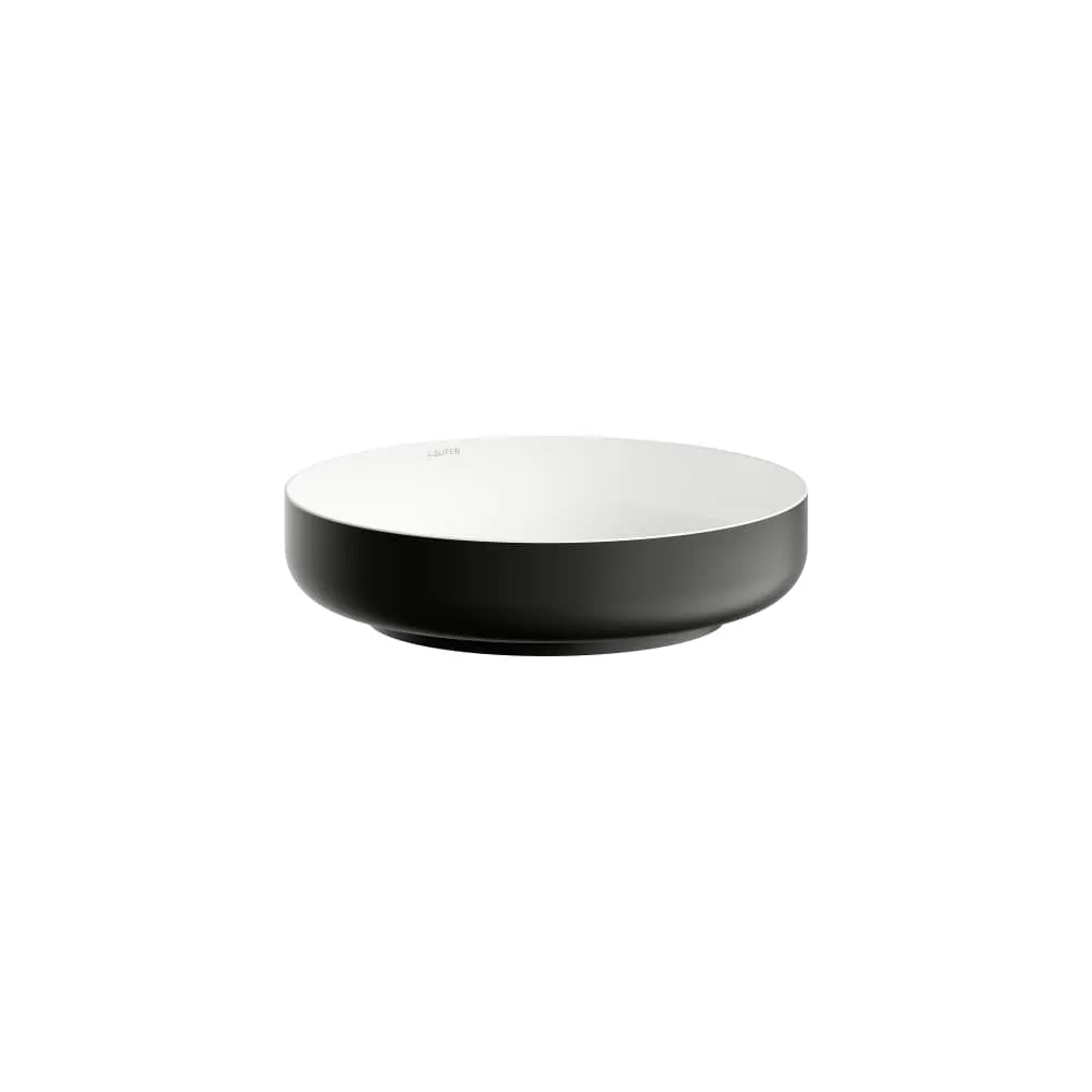 LAUFEN SONDO Waschtisch-Schale, aus Vitreon Stahl 400 x 400 x 102 mm #H512SO4B991121 - B99 - Bicolor, Mattschwarz/Weiß Glänzend