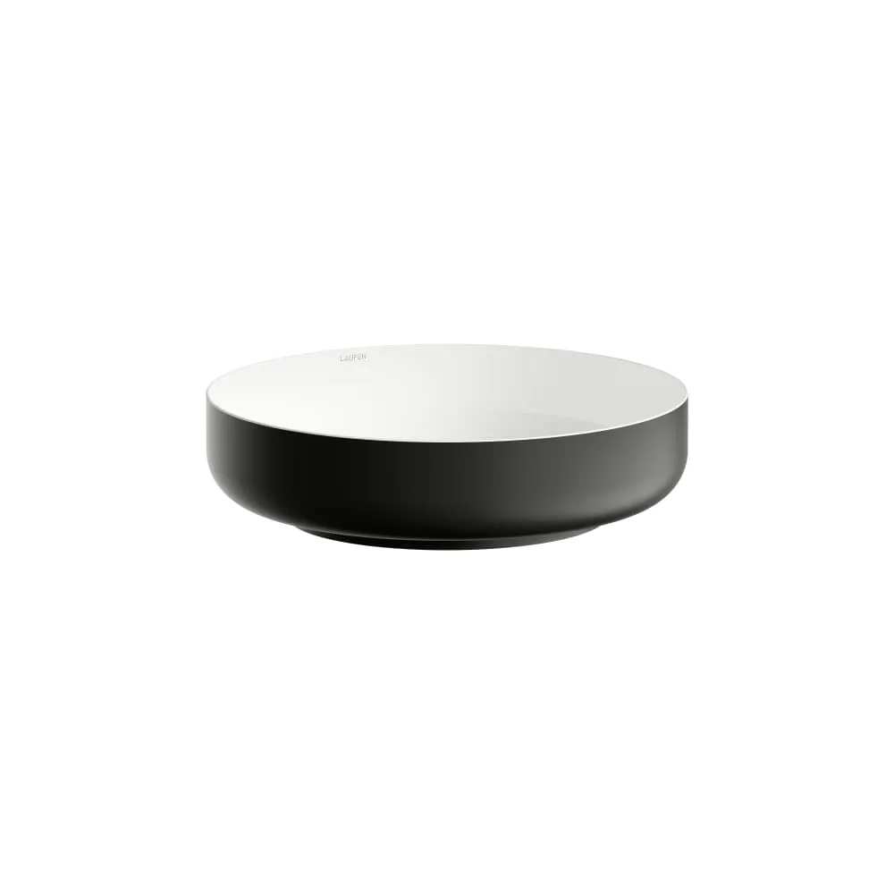 LAUFEN SONDO Waschtisch-Schale, aus Vitreon Stahl 450 x 450 x 119 mm #H512SO5B991121 - B99 - Bicolor, Mattschwarz/Weiß Glänzend