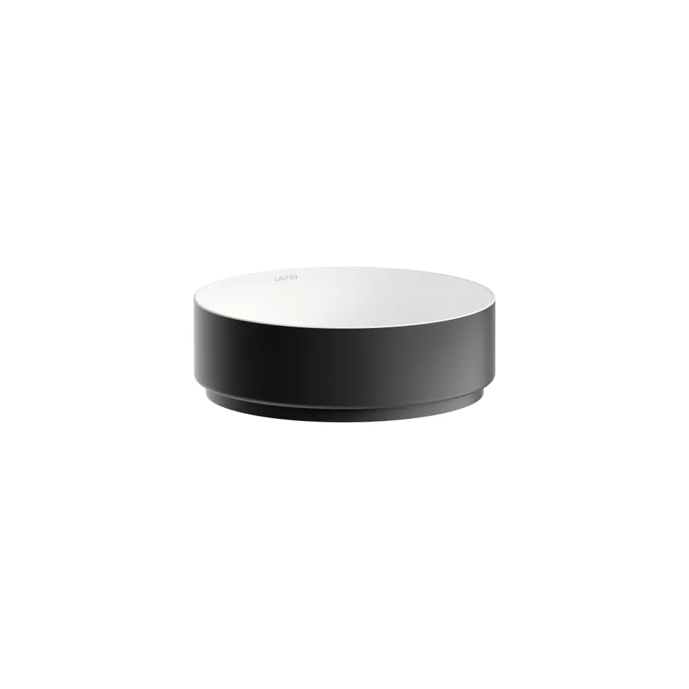 LAUFEN UNISONO Waschtisch-Schale, aus Vitreon Stahl, Distanzring schwarz 325 x 325 x 106 mm #H512UO2B991121 - B99 - Bicolor, Mattschwarz/Weiß Glänzend
