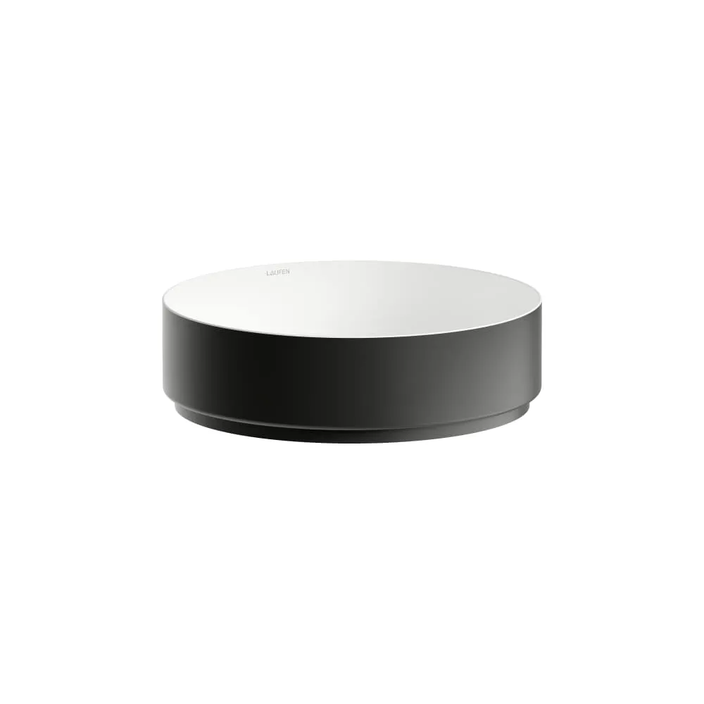LAUFEN UNISONO Waschtisch-Schale, aus Vitreon Stahl, Distanzring schwarz 400 x 400 x 116 mm #H512UO4B991121 - B99 - Bicolor, Mattschwarz/Weiß Glänzend