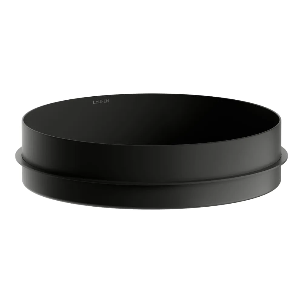 LAUFEN IN & OUT Einbauwaschtisch von oben, aus Vitreon Stahl, optimiert für 12 mm dicke Trägerplatten 400 x 400 x 114 mm #H517IO47161121 - 716 - Schwarz matt