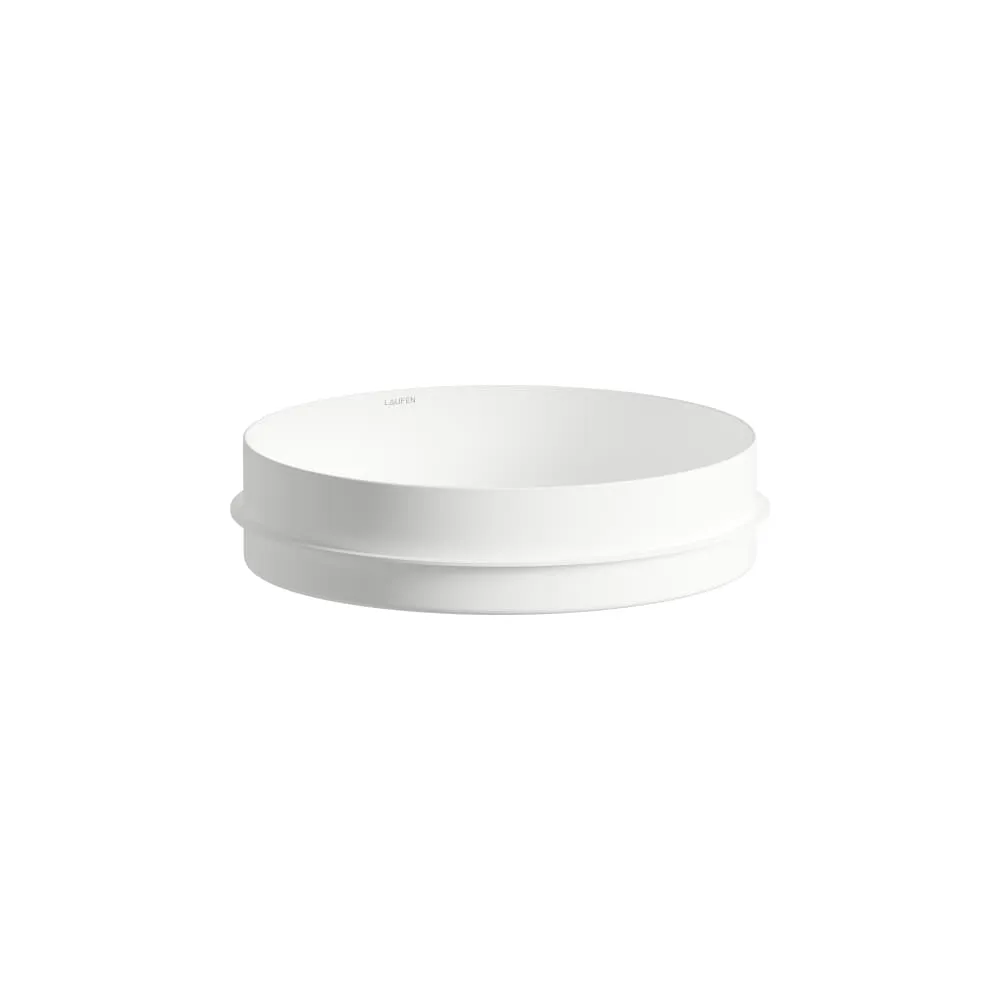 LAUFEN UNISONO Einbauwaschtisch von oben, aus Vitreon Stahl, optimiert für 30 mm dicke Trägerplatten 400 x 400 x 114 mm #H517UO47571121 - 757 - Weiß matt