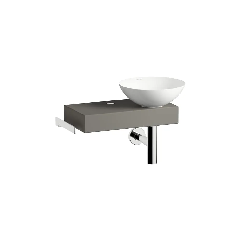 LAUFEN PICCOLO NOVO Waschplatz, wandhängend, aus Vitreon Stahl, Ablage links 555 x 400 x 320 mm #H561PN37071111 - 707 - Gravel Matt