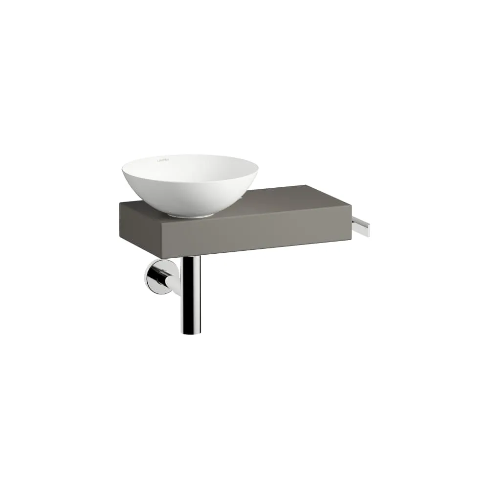 LAUFEN PICCOLO NOVO Waschplatz, wandhängend, aus Vitreon Stahl, Ablage rechts 555 x 400 x 320 mm #H561PN47071111 - 707 - Gravel Matt