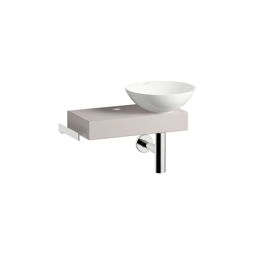 LAUFEN PICCOLO NOVO Waschplatz, wandhängend, aus Vitreon Stahl, Ablage links 555 x 400 x 320 mm #H561PN37081111 - 708 - Oyster Matt