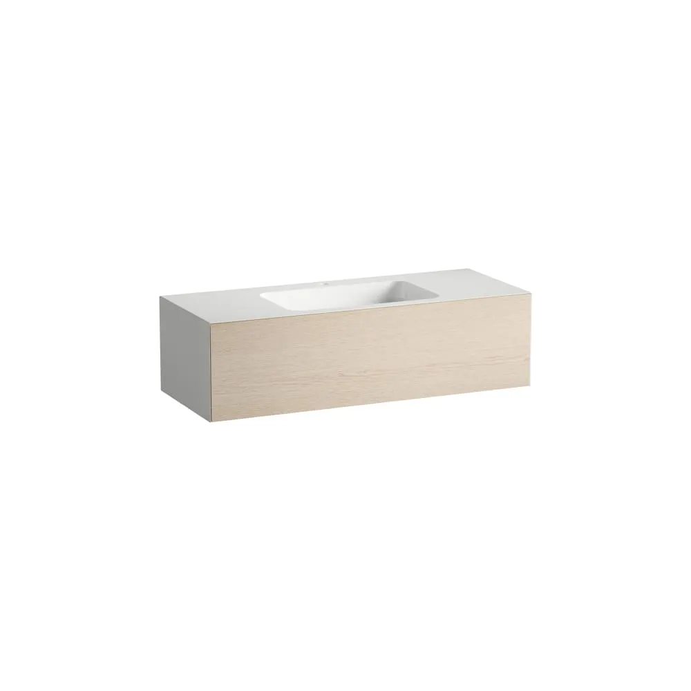 LAUFEN FOLIO Waschplatz, wandhängend, aus Vitreon Stahl, Ablage rechts und links 1254 x 500 x 350 mm #H580FO55241111 - 524 - Eiche gebürstet, Holzdekor
