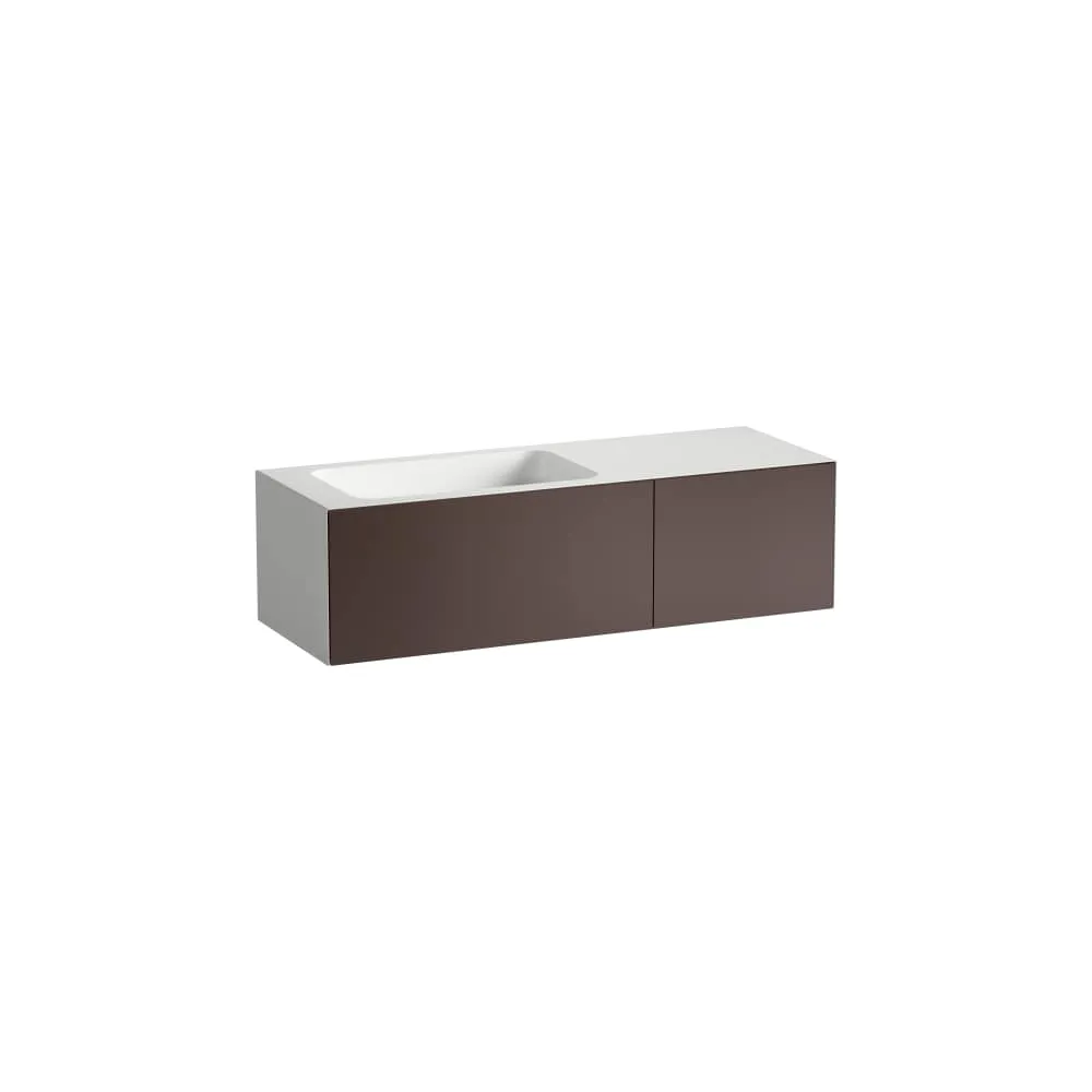LAUFEN FOLIO Waschplatz, wandhängend, aus Vitreon Stahl, Ablage rechts 1254 x 450 x 350 mm #H580FO75231121 - 523 - Schattenerde, Lack seidenmat