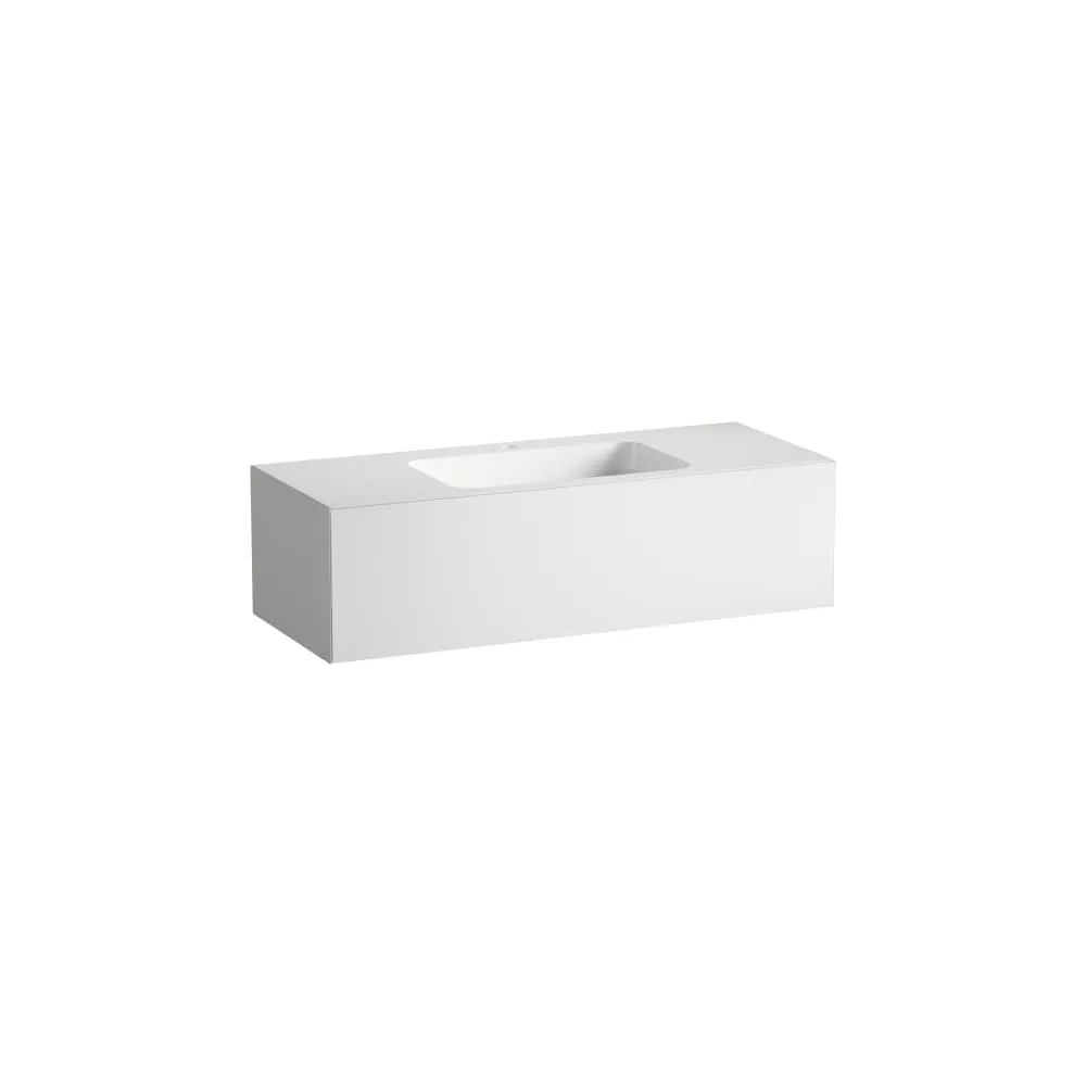 LAUFEN FOLIO Waschplatz, wandhängend, aus Vitreon Stahl, Ablage rechts und links 1254 x 500 x 350 mm #H580FO55251111 - 525 - Weiß, Lack seidenmatt