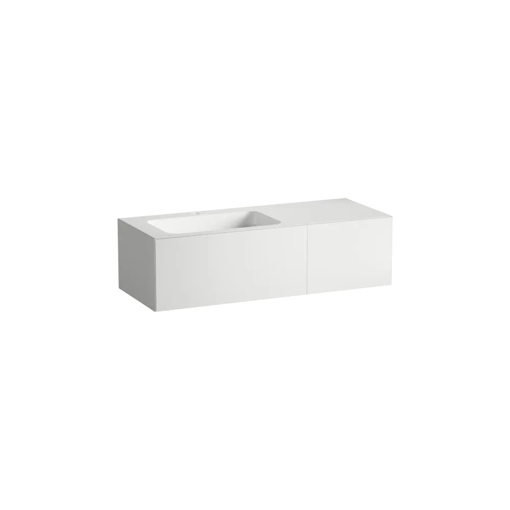 LAUFEN FOLIO Waschplatz, wandhängend, aus Vitreon Stahl, Ablage rechts 1254 x 500 x 350 mm #H580FO75251111 - 525 - Weiß, Lack seidenmatt
