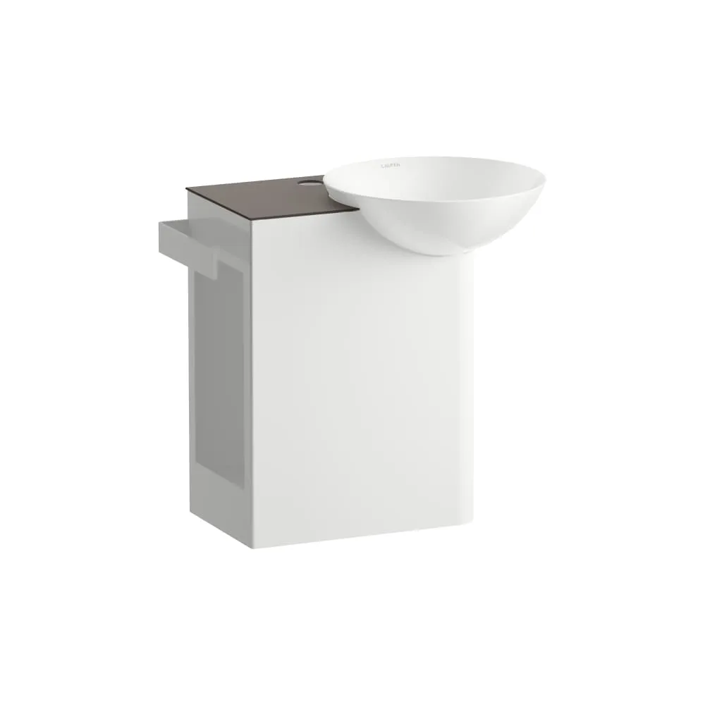 LAUFEN INSERT Waschplatz, wandhängend, aus Vitreon Stahl, Ablage links 485 x 317 x 470 mm #H585IN37111111 - 711 - Brown antracite