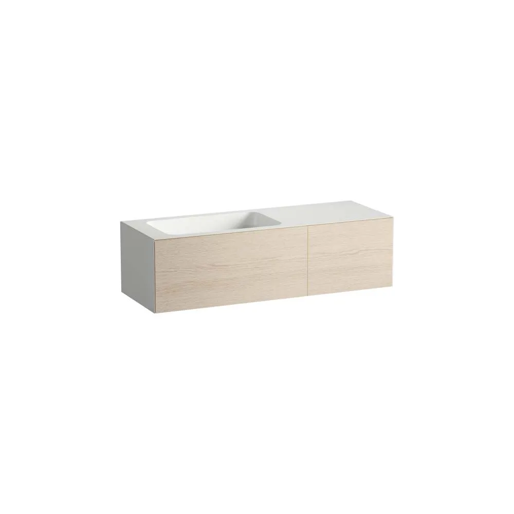 LAUFEN FOLIO Waschplatz, wandhängend, aus Vitreon Stahl, Ablage rechts 1254 x 450 x 350 mm #H580FO75241121 - 524 - Eiche gebürstet, Holzdekor