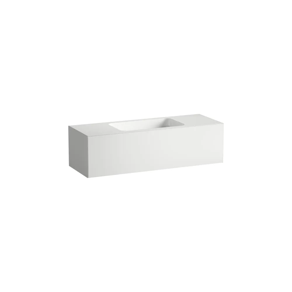 LAUFEN FOLIO Waschplatz, wandhängend, aus Vitreon Stahl, Ablage rechts und links 1254 x 450 x 350 mm #H580FO55251121 - 525 - Weiß, Lack seidenmatt