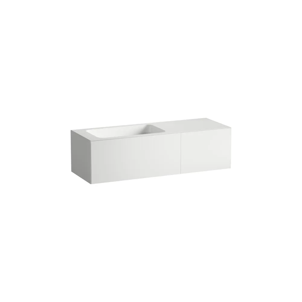 LAUFEN FOLIO Waschplatz, wandhängend, aus Vitreon Stahl, Ablage rechts 1254 x 450 x 350 mm #H580FO75251121 - 525 - Weiß, Lack seidenmatt