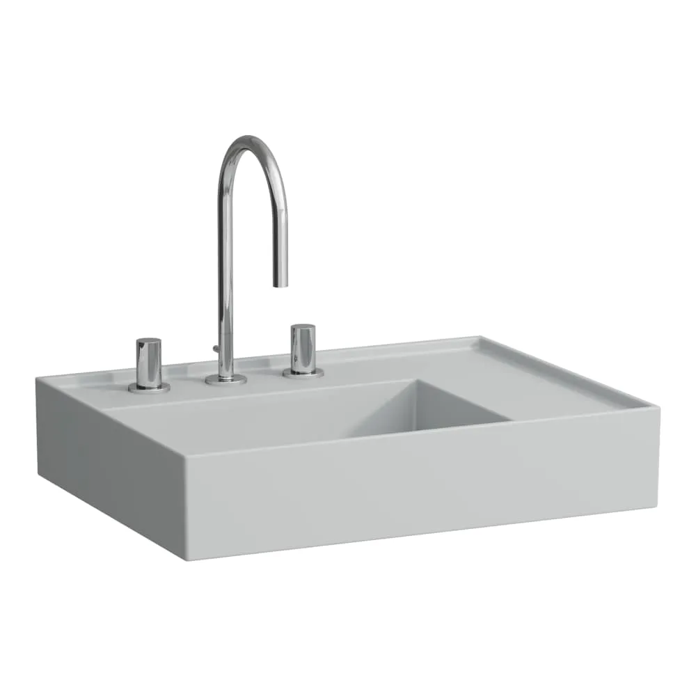 LAUFEN Kartell LAUFEN Waschtisch, Ablage rechts, mit verdecktem Ablauf 600 x 460 x 120 mm #H8103347591581 - 759 - Grau matt