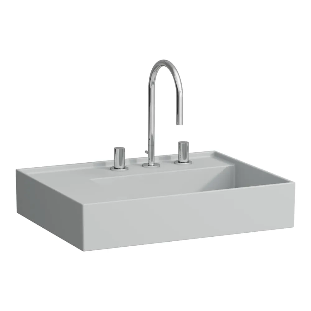 LAUFEN Kartell LAUFEN Waschtisch, Ablage links, mit verdecktem Ablauf 600 x 460 x 120 mm #H8103357591581 - 759 - Grau matt