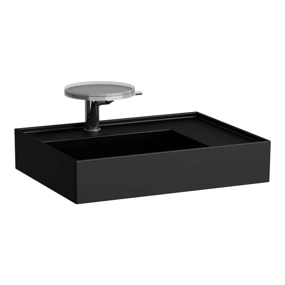 LAUFEN Kartell LAUFEN Aufsatzwaschtisch, wandgebunden, Ablage rechts, mit verdecktem Ablauf 600 x 460 x 150 mm #H8183347161581 - 716 - Schwarz matt