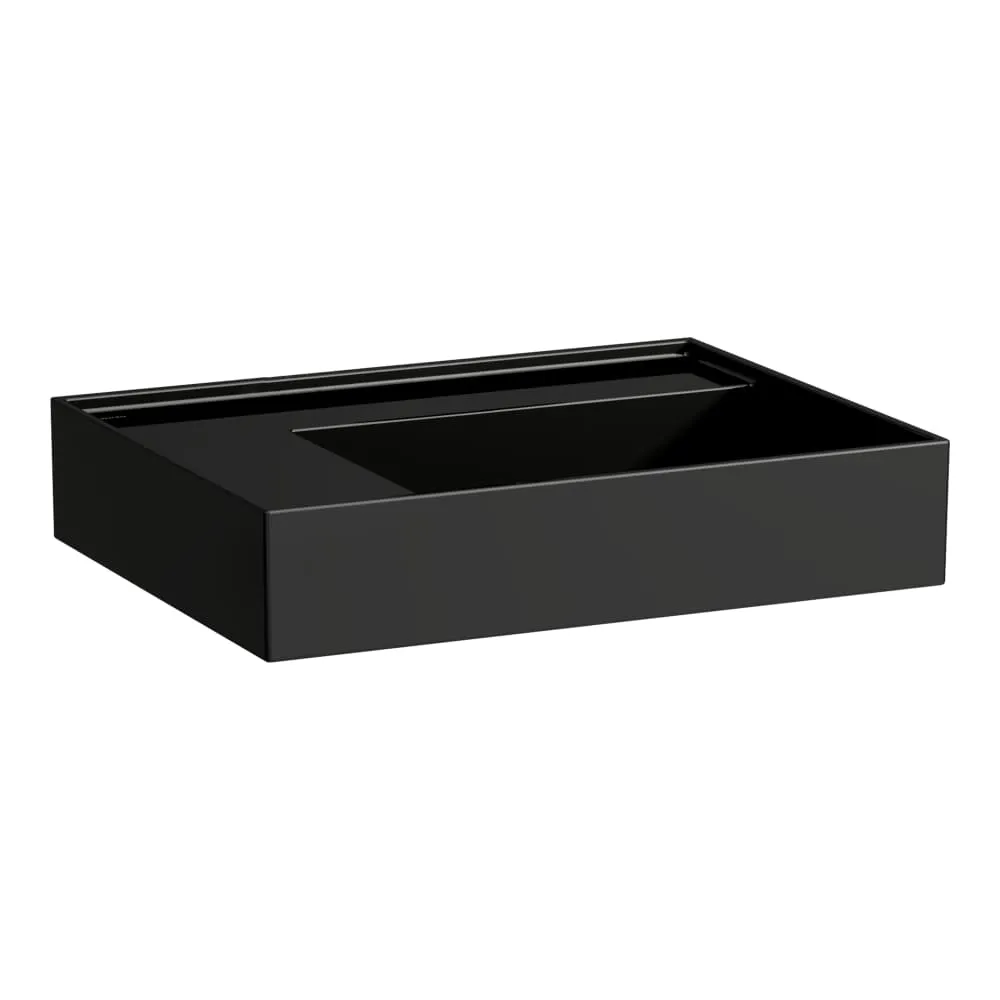 LAUFEN Kartell LAUFEN Waschtisch, Ablage links, mit verdecktem Ablauf 600 x 460 x 120 mm #H8103350201121 - 020 - Schwarz glänzend