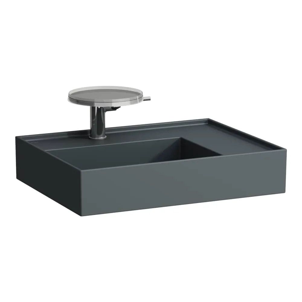 LAUFEN Kartell LAUFEN Waschtisch, Ablage rechts, mit verdecktem Ablauf 600 x 460 x 120 mm #H8103347581581 - 758 - Graphit matt
