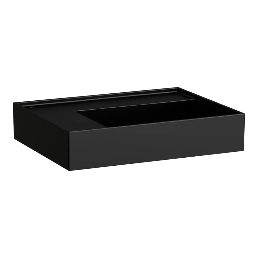 LAUFEN Kartell LAUFEN Waschtisch, Ablage links, mit verdecktem Ablauf 600 x 460 x 120 mm #H8103357161121 - 716 - Schwarz matt