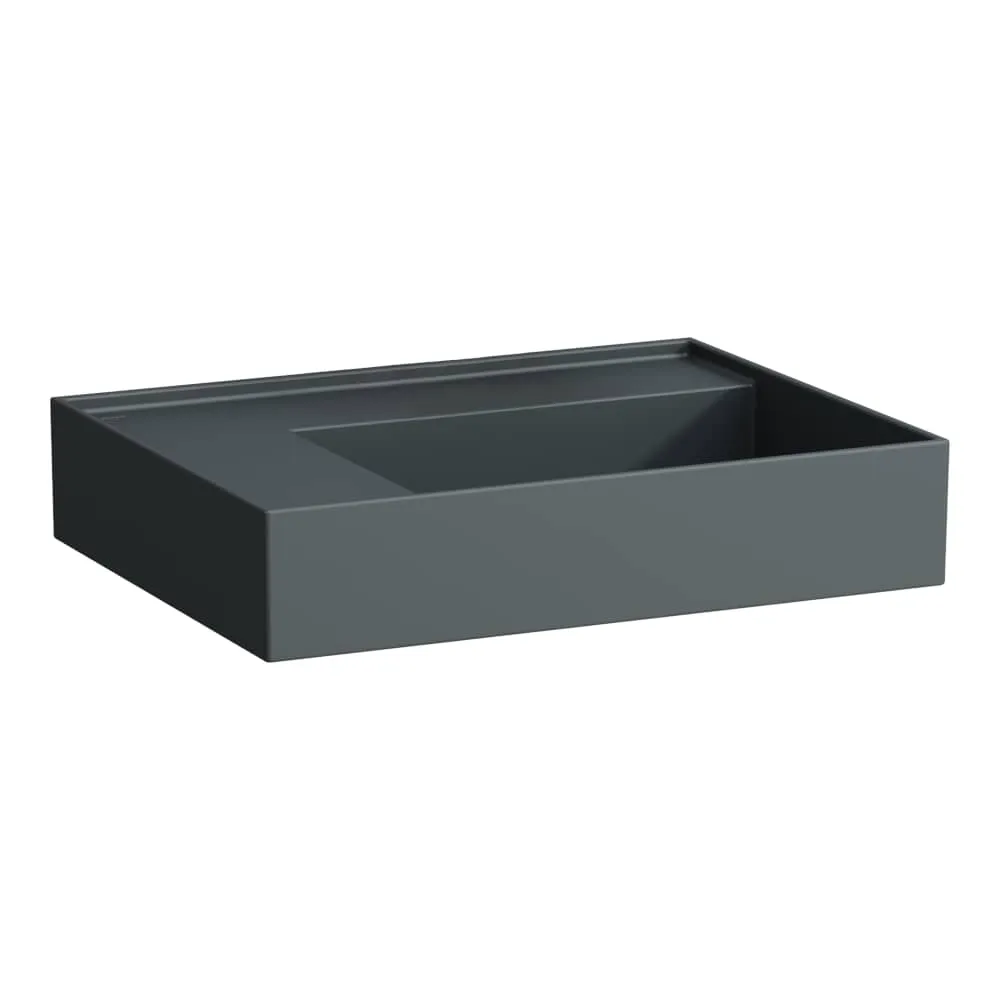 LAUFEN Kartell LAUFEN Waschtisch, Ablage links, mit verdecktem Ablauf 600 x 460 x 120 mm #H8103357581121 - 758 - Graphit matt