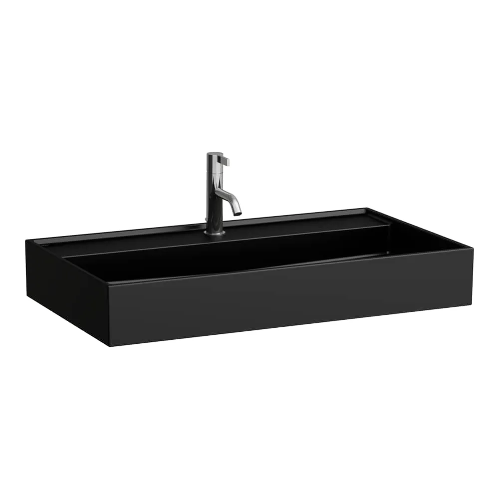 LAUFEN Kartell LAUFEN Waschtisch unterbaufähig, 1 Hahnloch, ohne Überlauf 800 x 460 x 120 mm #H8103367161111 - 716 - Schwarz matt