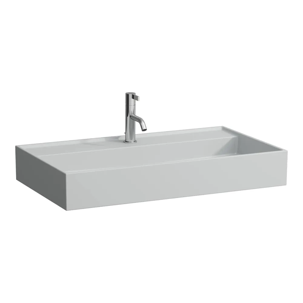 LAUFEN Kartell LAUFEN Waschtisch unterbaufähig, 1 Hahnloch, ohne Überlauf 800 x 460 x 120 mm #H8103367591111 - 759 - Grau matt
