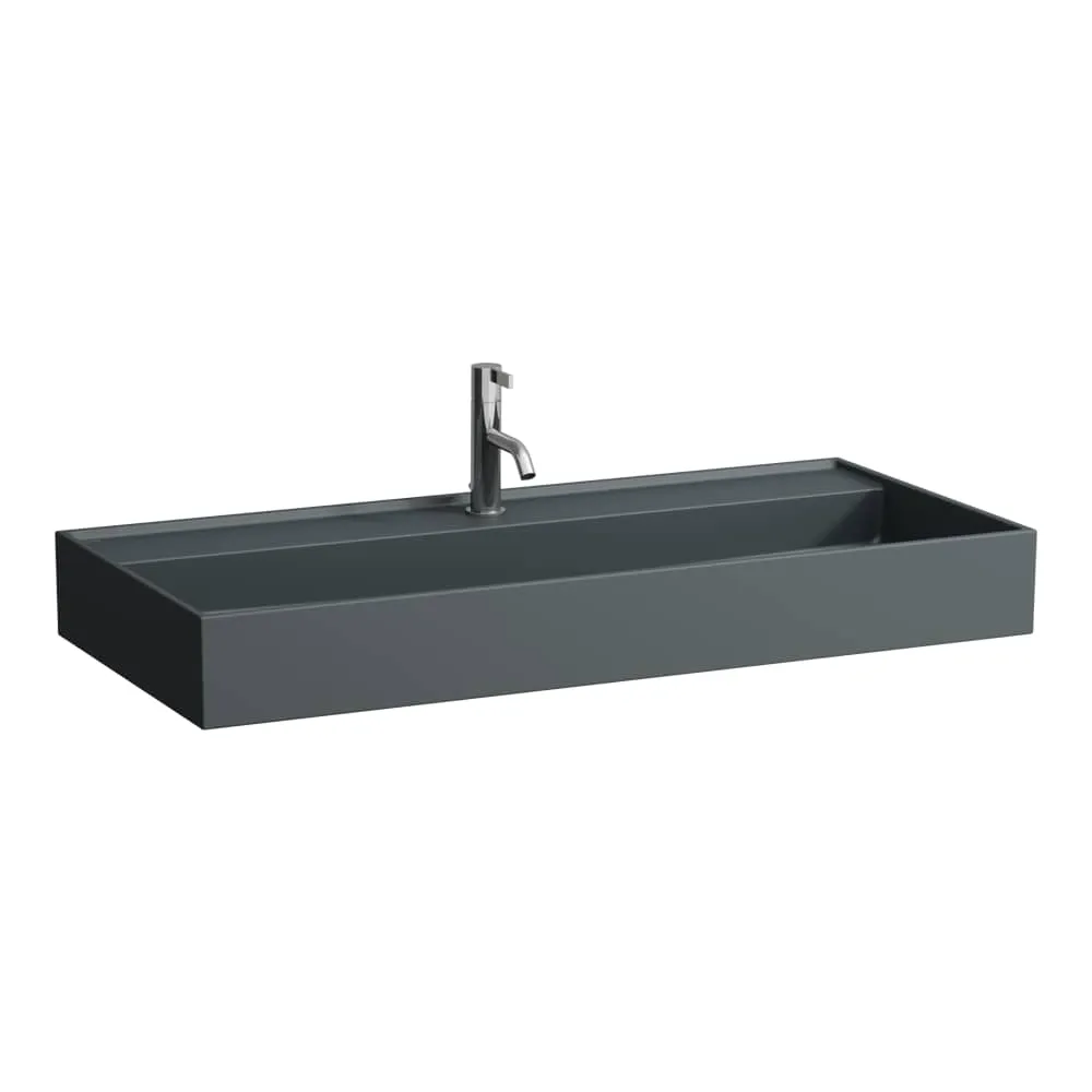 LAUFEN Kartell LAUFEN Waschtisch unterbaufähig, 1 Hahnloch, ohne Überlauf 1000 x 460 x 120 mm #H8103377581111 - 758 - Graphit matt