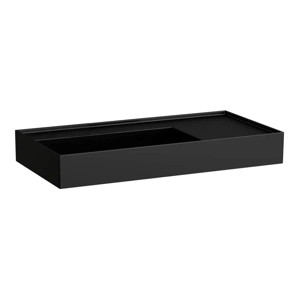 LAUFEN Kartell LAUFEN Waschtisch, Ablage rechts, mit verdecktem Ablauf 900 x 460 x 120 mm #H8103387161121 - 716 - Schwarz matt