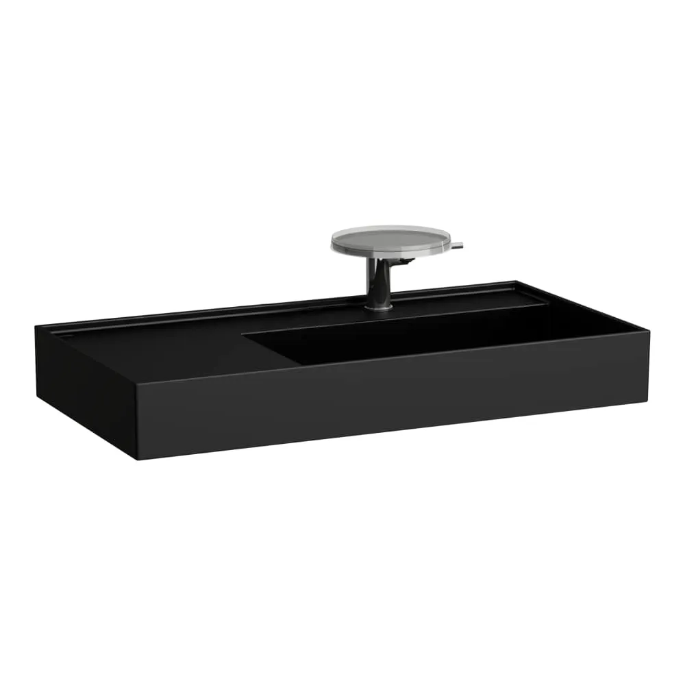 LAUFEN Kartell LAUFEN Waschtisch, Ablage links, mit verdecktem Ablauf 900 x 460 x 120 mm #H8103397161111 - 716 - Schwarz matt