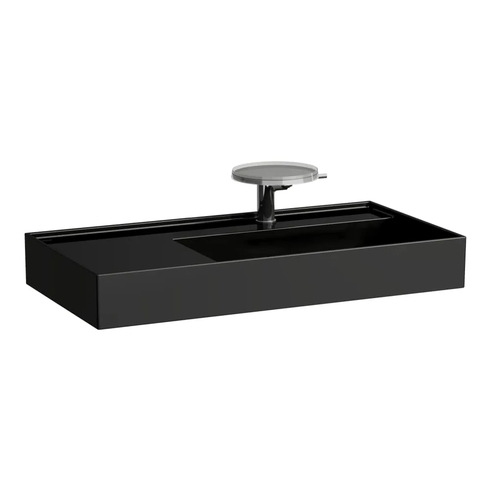 LAUFEN Kartell LAUFEN Waschtisch, Ablage links, mit verdecktem Ablauf 900 x 460 x 120 mm #H8103390201111 - 020 - Schwarz glänzend