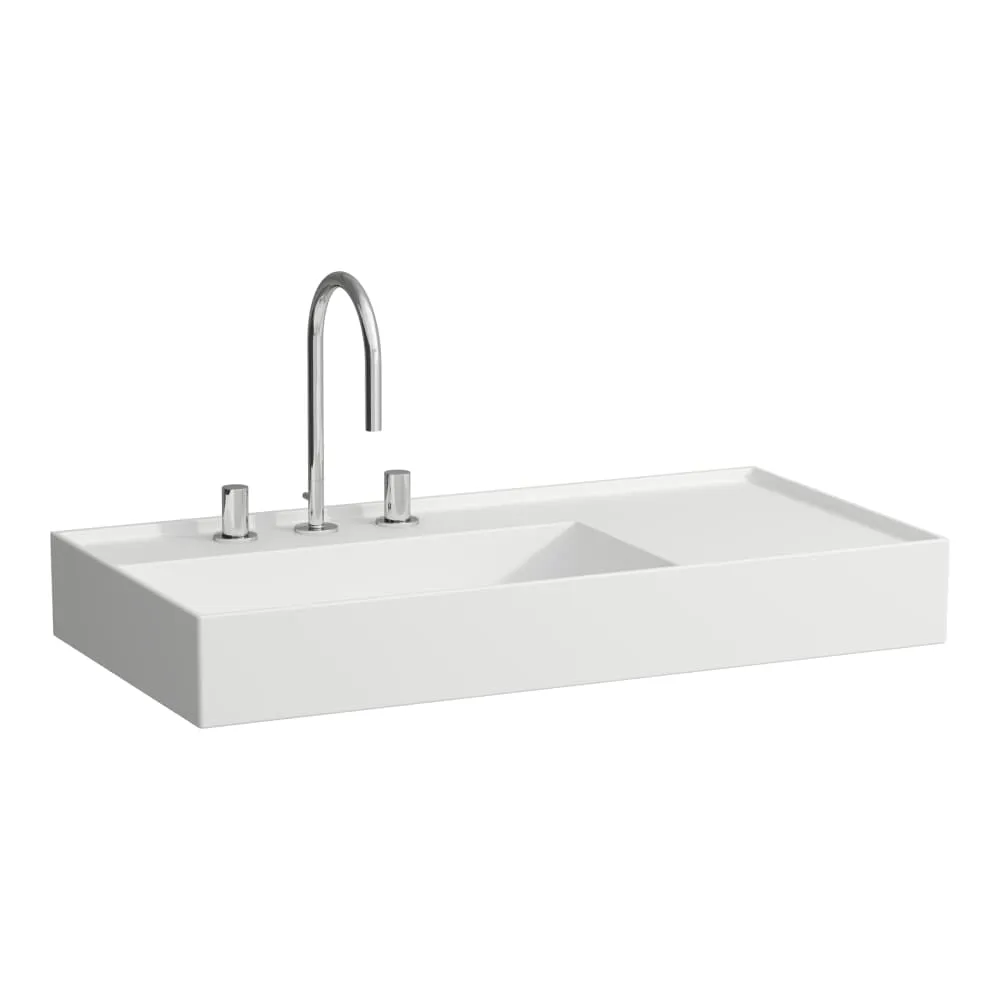 LAUFEN Kartell LAUFEN Waschtisch, Ablage rechts, mit verdecktem Ablauf 900 x 460 x 120 mm #H8103387571581 - 757 - Weiß matt