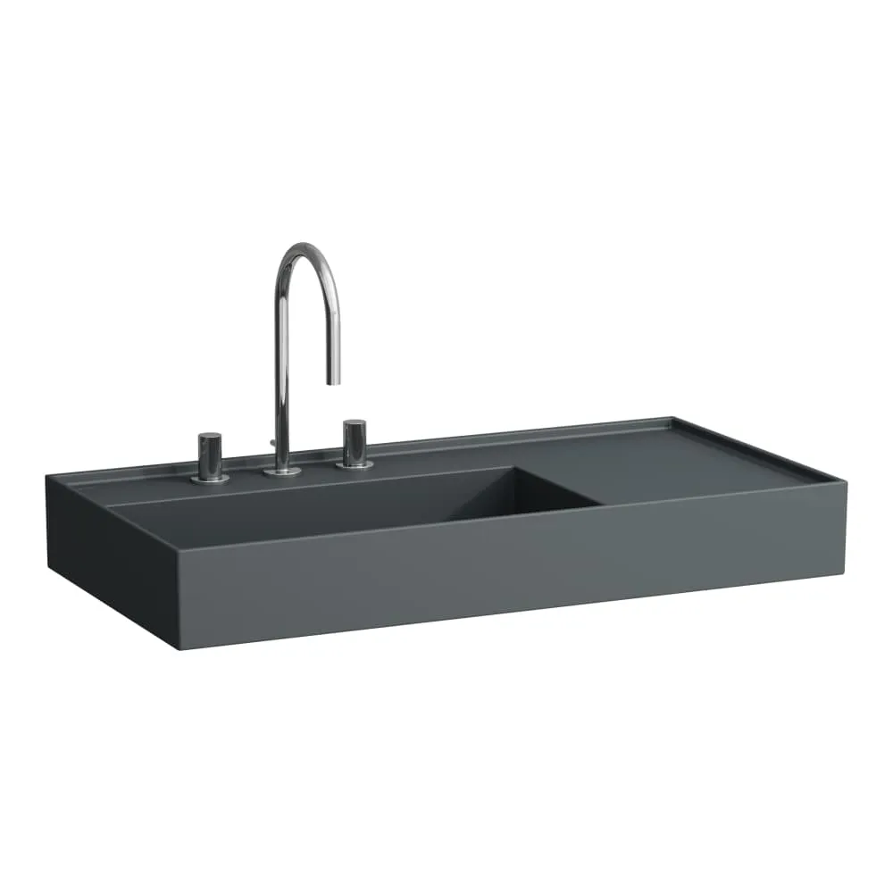 LAUFEN Kartell LAUFEN Waschtisch, Ablage rechts, mit verdecktem Ablauf 900 x 460 x 120 mm #H8103387581581 - 758 - Graphit matt