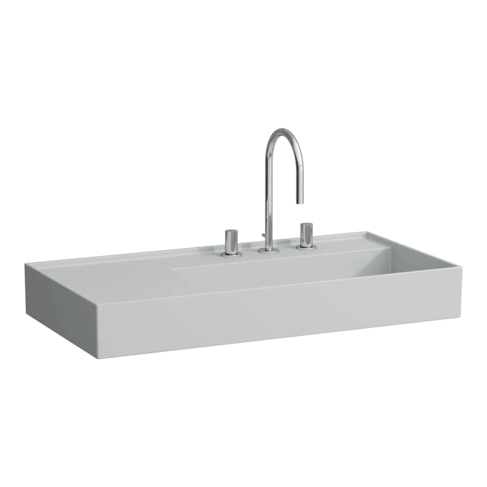 LAUFEN Kartell LAUFEN Aufsatzwaschtisch, wandgebunden, Ablage links, mit verdecktem Ablauf 900 x 460 x 120 mm #H8183397591121 - 759 - Grau matt
