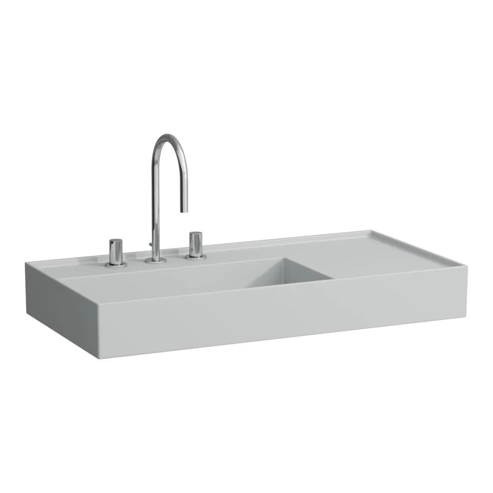 LAUFEN Kartell LAUFEN Waschtisch, Ablage rechts, mit verdecktem Ablauf 900 x 460 x 120 mm #H8103387591111 - 759 - Grau matt