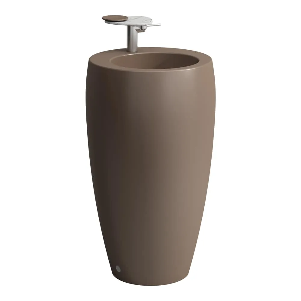 LAUFEN ILBAGNOALESSI Freistehender Waschtisch, mit verdecktem Überlauf, inkl. Ablaufventil mit Ventilabdeckung Keramik 530 x 530 x 900 mm #H8119721881041 - 188 - Caffè matt