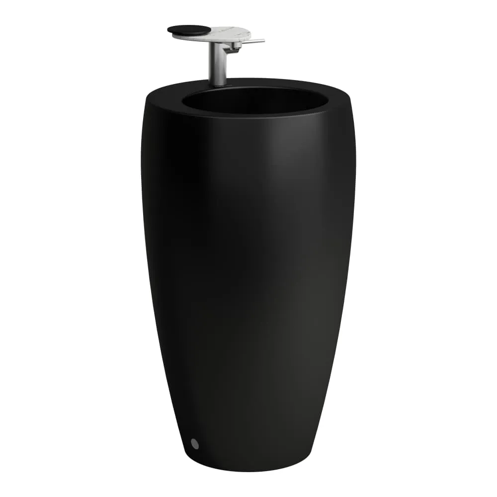 LAUFEN ILBAGNOALESSI Freistehender Waschtisch, ohne Überlauf, inkl. Ablaufventil mit Ventilabdeckung Keramik 530 x 530 x 900 mm #H8119727161091 - 716 - Schwarz matt