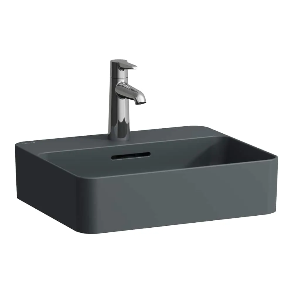 LAUFEN VAL Waschtisch-Schale, mit Armaturenbank 450 x 380 x 115 mm #H8122807581081 - 758 - Graphit matt