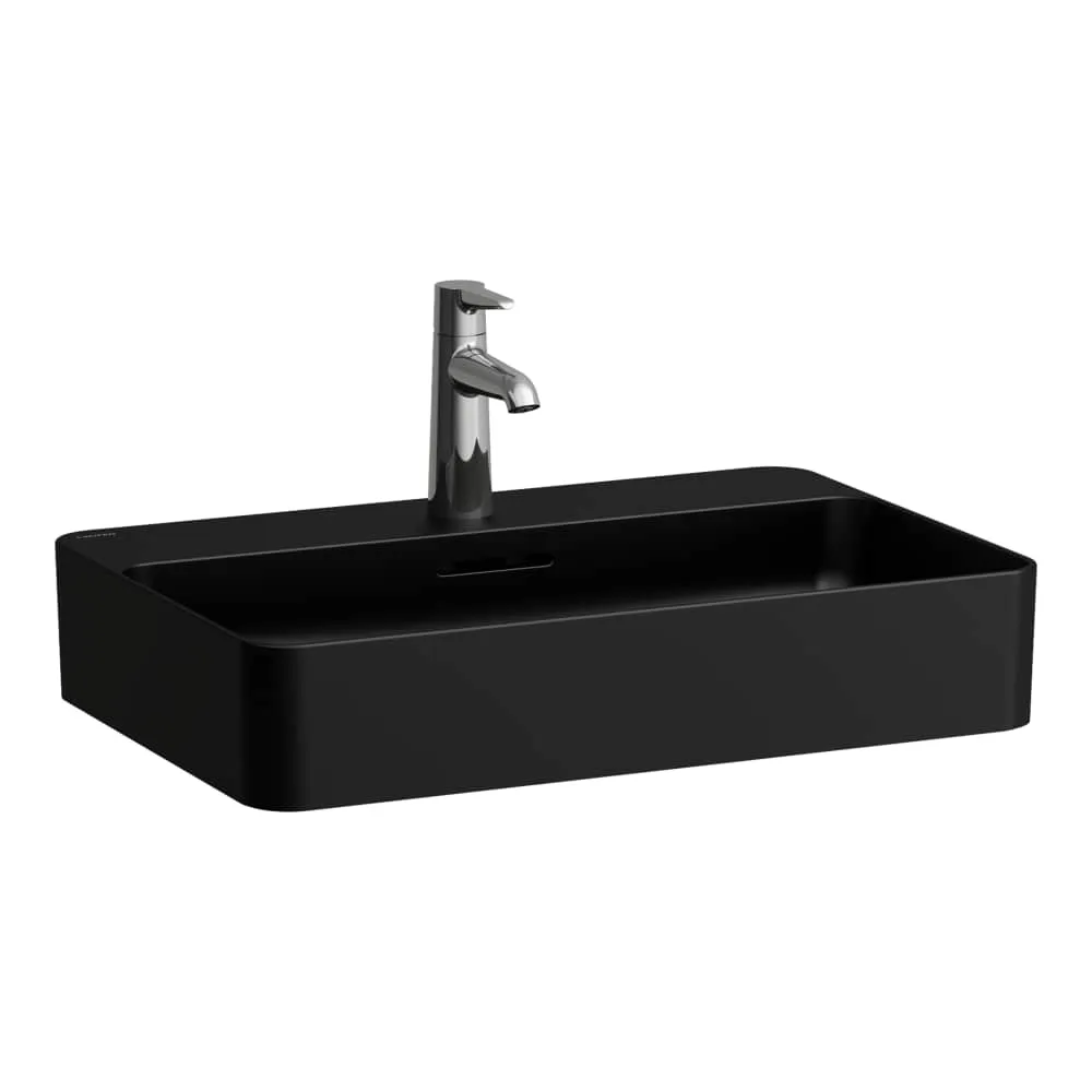 LAUFEN VAL Waschtisch-Schale, mit Armaturenbank 600 x 400 x 115 mm #H8122857161081 - 716 - Schwarz matt