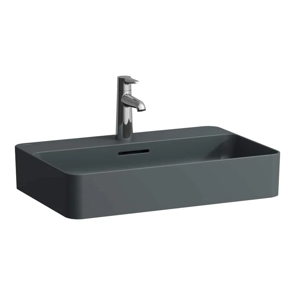 LAUFEN VAL Waschtisch-Schale, mit Armaturenbank 600 x 400 x 115 mm #H8122857581081 - 758 - Graphit matt
