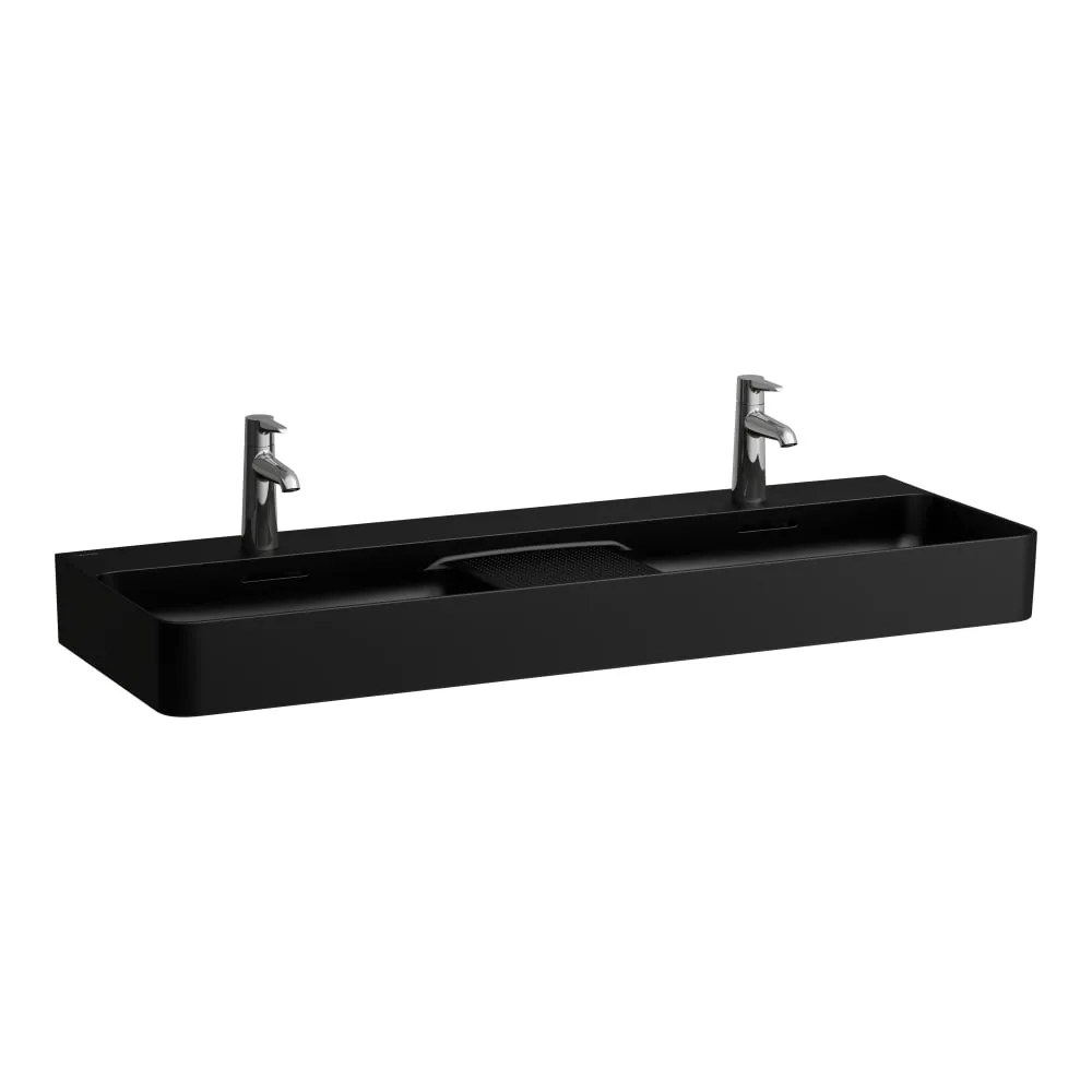 LAUFEN VAL Doppelwaschtisch, mit semi-trockenem Bereich 1200 x 420 x 115 mm #H8142827161041 - 716 - Schwarz matt