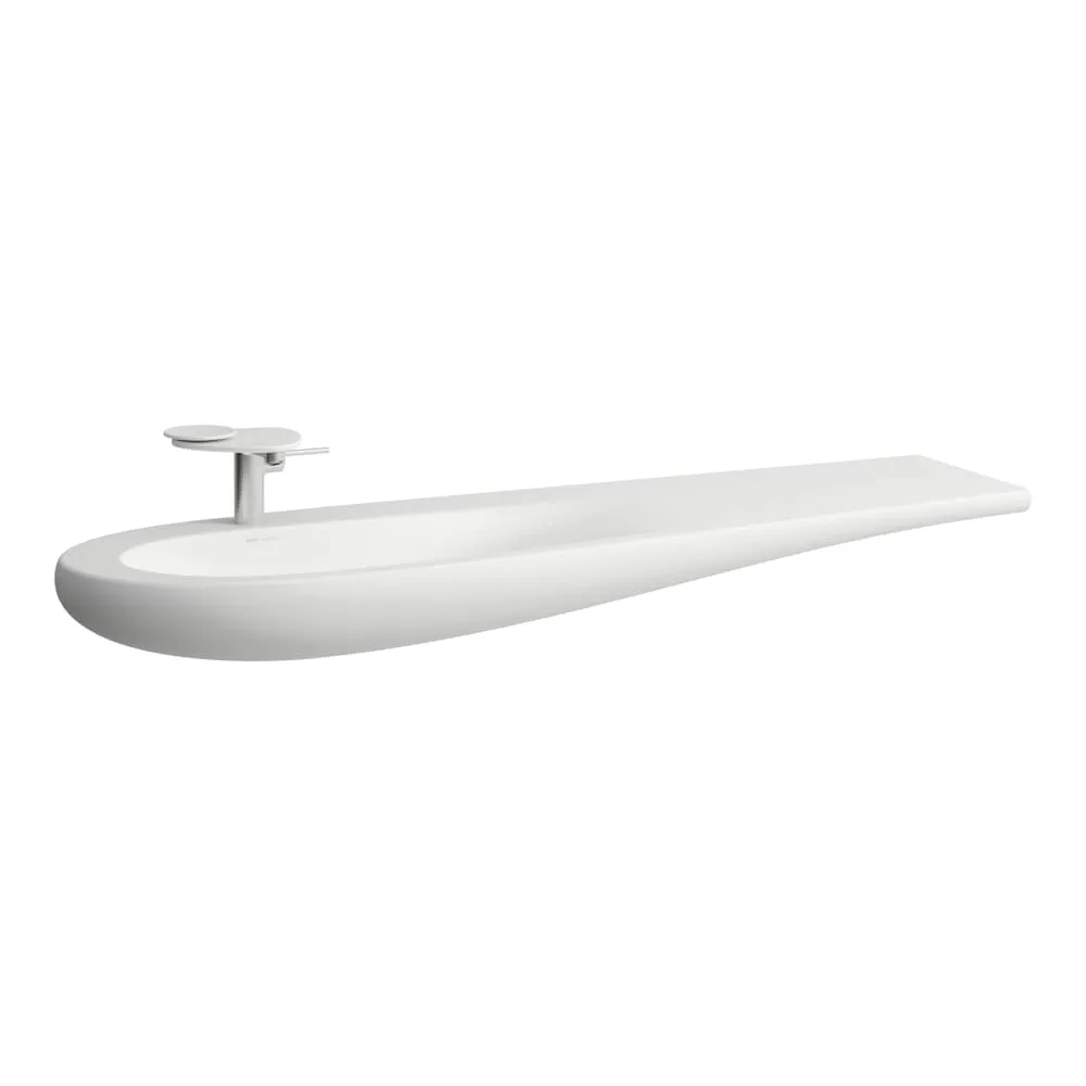 LAUFEN ILBAGNOALESSI Möbelwaschtisch, Ablage rechts, mit verdecktem Überlauf, inkl. Ablaufventil mit Ventilabdeckung Keramik 1600 x 500 x 165 mm #H8149717571041 - 757 - Weiß matt