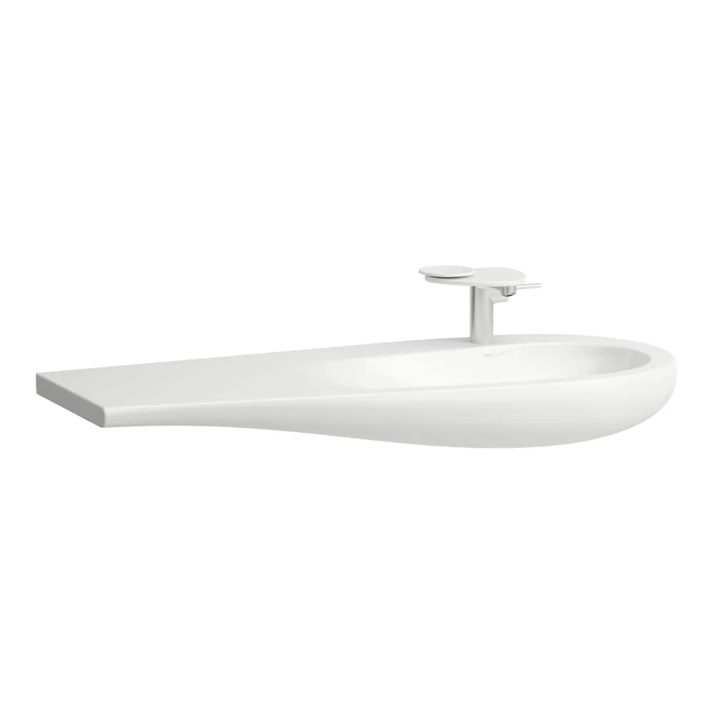 LAUFEN ILBAGNOALESSI Möbelwaschtisch, Ablage links, ohne Überlauf, inkl. Ablaufventil mit Ventilabdeckung Keramik 1200 x 500 x 165 mm #H8149747571091 - 757 - Weiß matt