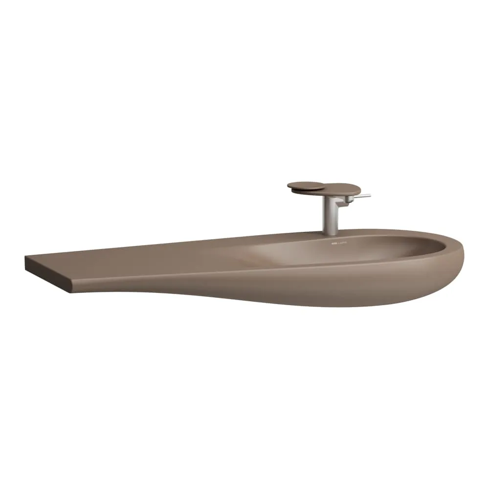 LAUFEN ILBAGNOALESSI Möbelwaschtisch, Ablage links, mit verdecktem Überlauf, inkl. Ablaufventil mit Ventilabdeckung Keramik 1200 x 500 x 165 mm #H8149741881041 - 188 - Caffè matt