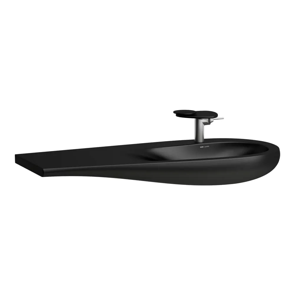 LAUFEN ILBAGNOALESSI Möbelwaschtisch, Ablage links, ohne Überlauf, inkl. Ablaufventil mit Ventilabdeckung Keramik 1200 x 500 x 165 mm #H8149747161091 - 716 - Schwarz matt
