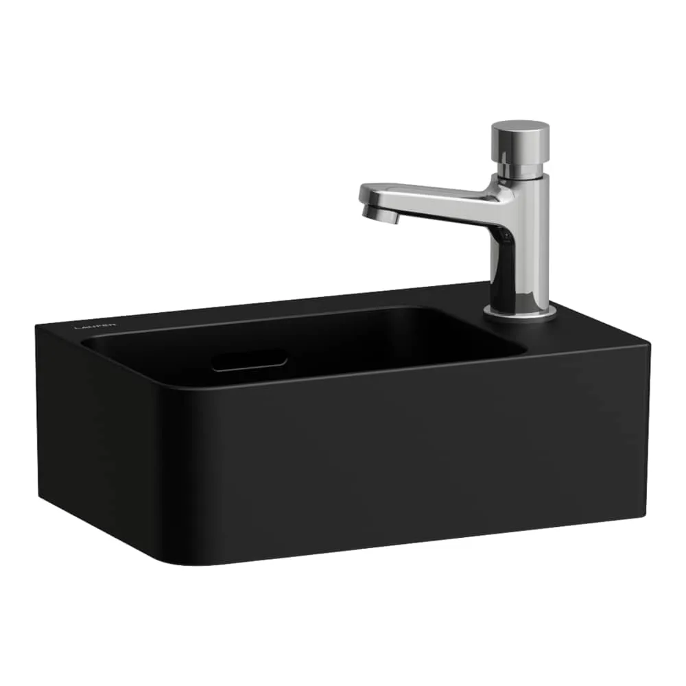 LAUFEN VAL Handwaschbecken, mit Hahnlochbank rechts 340 x 220 x 115 mm #H8152807161141 - 716 - Schwarz matt