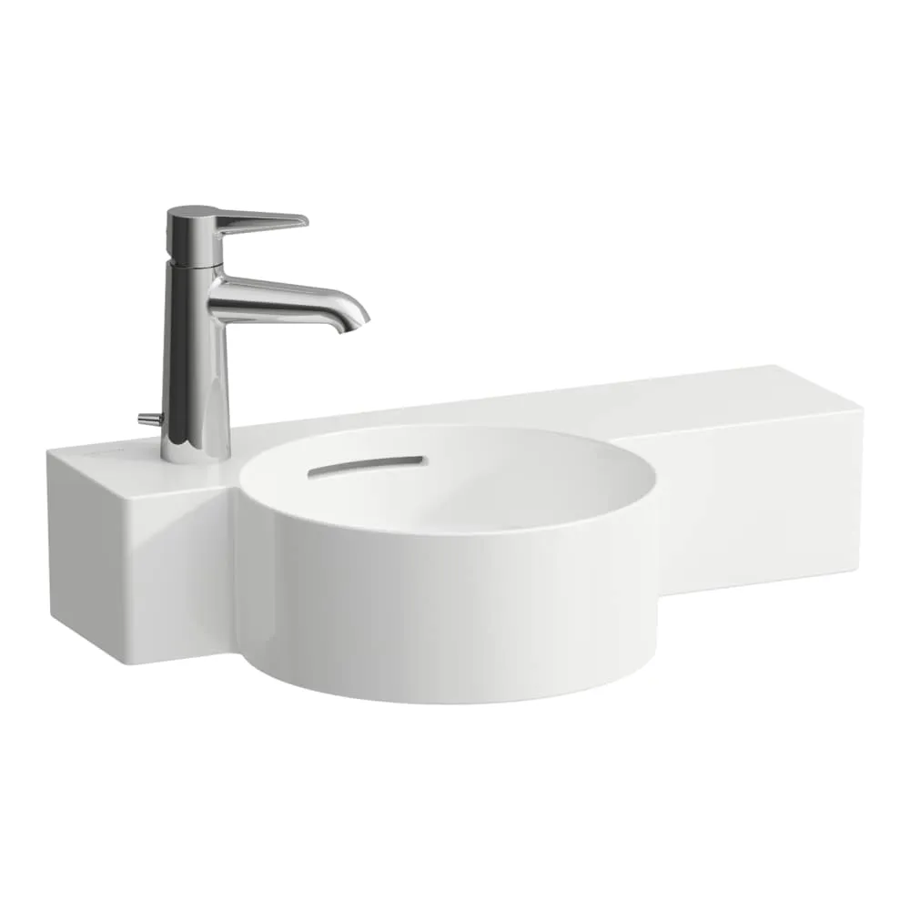 LAUFEN VAL Handwaschbecken rund, Ablage rechts, schneidbar bis 430 mm 550 x 315 x 115 mm #H815283A008131 - A00 - Weiẞ LCC Active (LAUFEN Clean Coat Active)