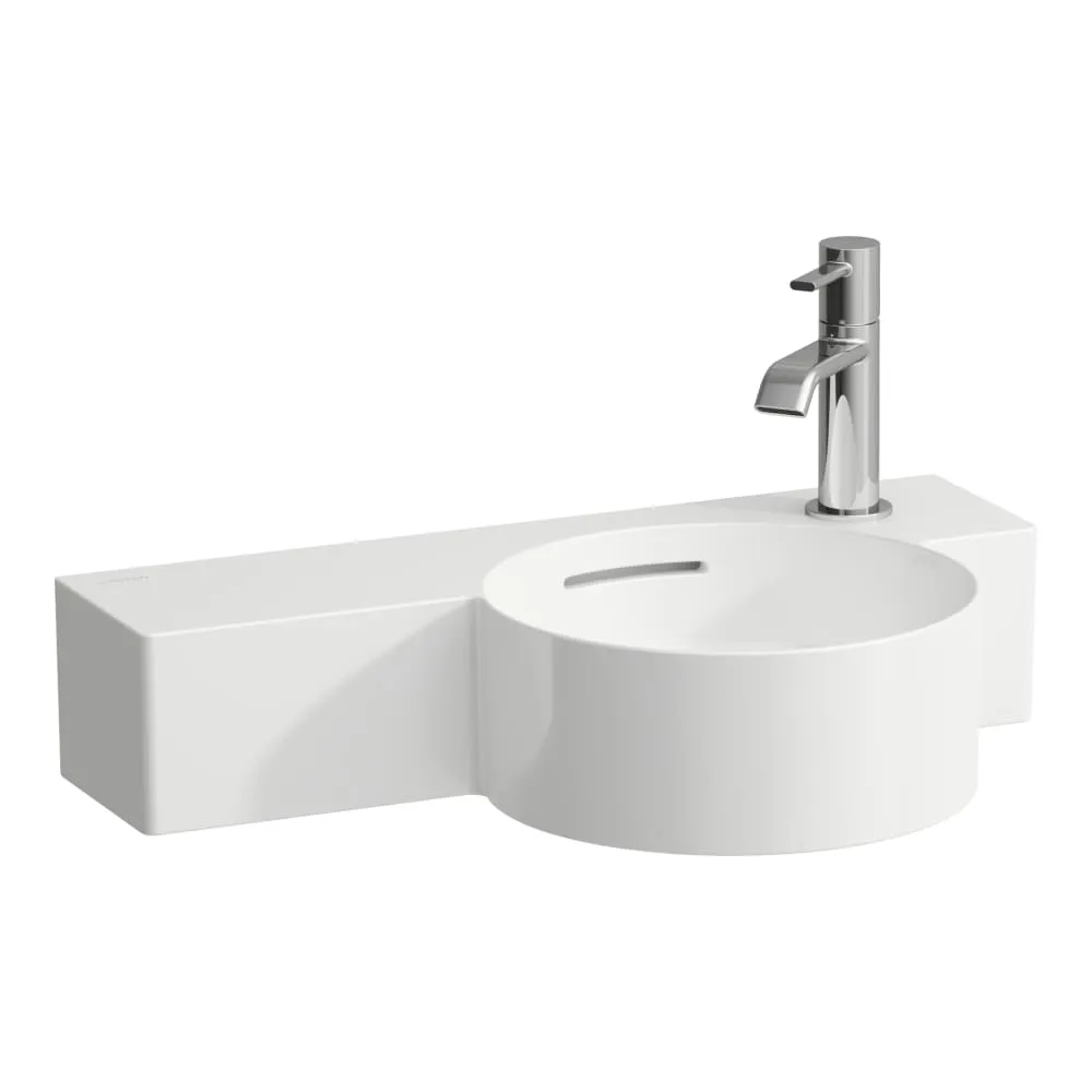 LAUFEN VAL Handwaschbecken rund, Ablage links, schneidbar bis 430 mm 550 x 315 x 115 mm #H815284A001061 - A00 - Weiẞ LCC Active (LAUFEN Clean Coat Active)