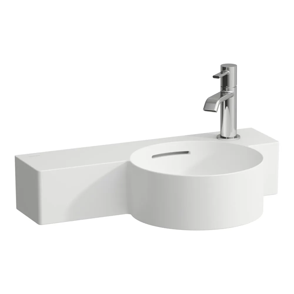 LAUFEN VAL Handwaschbecken rund, Ablage links, schneidbar bis 430 mm 550 x 315 x 115 mm #H8152847571061 - 757 - Weiß matt