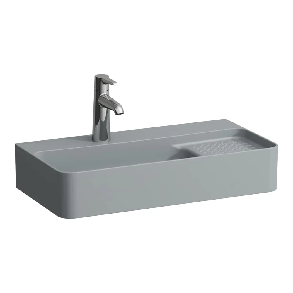 LAUFEN VAL Aufsatzwaschtisch 'compact', wandgebunden, mit semi-trockenem Bereich rechts 600 x 310 x 115 mm #H8172857581041 - 758 - Graphit matt